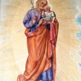 Links vom Altar das Fresko St. Josef mit Kind.