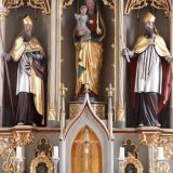 Detailansicht des Hochaltars in der Pfarrkirche St. Nikolaus in Schambach.