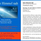 Flyer zur Musikalischen Lesung  "Dem Himmel nah - BLAU - die Farbe der Sehnsucht".